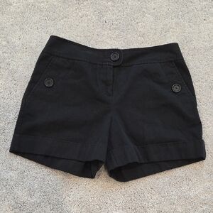 LOFT Black High-Waist Button-Trim Shorts